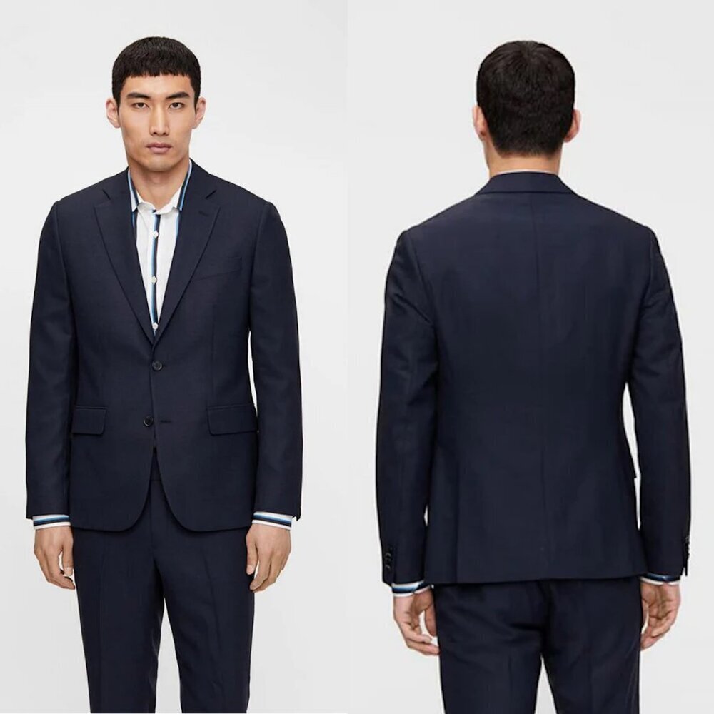 NWT New $475 J.Lindeberg Hopper Soft Combat Mid Blue Wool Blazer Size 52R